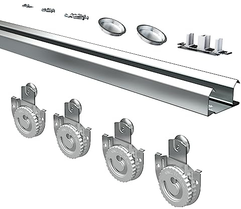 SongYung Bypass Sliding Door Hardware 60, Bypass Wardrobe Closet Door Track Set, Smoothly and Quietly, for 2 Door System