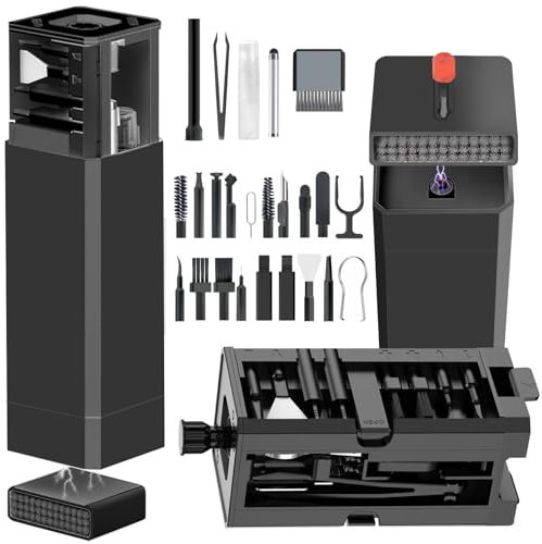 Phone Cleaning Kit with Port & Cable Cleaner, Stylus Pen, SIM Tool, Screen & Speaker Brush | Multi-Device Cleaner for iPhone, Samsung, AirPods, MacBook, Laptop, PC, Keyboard, iPad, Camera Lens (black)