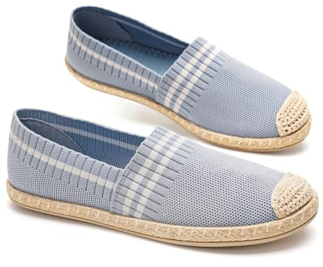 GLAMORA Espadrillas Donna Ballerine Slip On Scarpe Basse Maglia Righe Traspirante Leggere Estive Comode Suola Gomma Antiscivolo Flessibili Tessuto Elasticizzato Comfort Calzatura