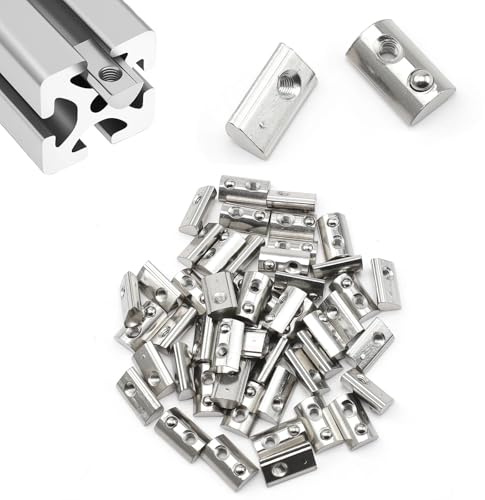 CHSEROK 50 Unidades Tuerca de Ranura en T M3, Bola de Centrado de Acero Al Carbono Tuercas de Bola de Perfil, Serie 20 Perfil de Aluminio Tuerca Deslizante, para Perfiles de Aluminio, Mecanizado CNC