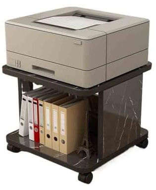 JIANBOHAIRS Supporto for scrivania da ufficio, multifunzione, con doppio ripiano for stampante, sottopiano per scrivania, ufficio, casa(Black)