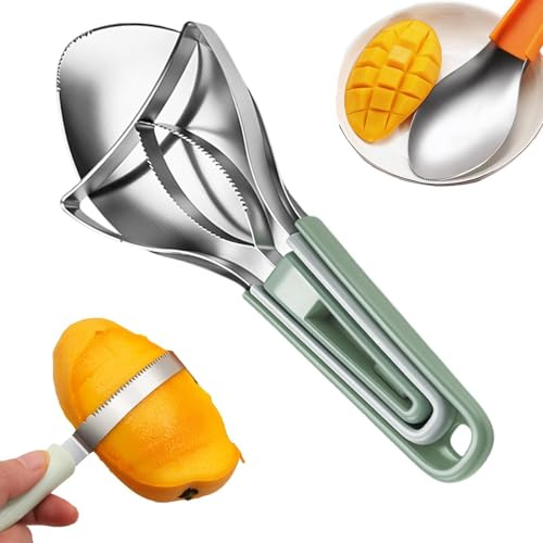 Affettatrice Per Anguria - Forchetta Per Anguria | Tagliafrutta Affettatrice Mango Corer | Gadget Da Cucina In Acciaio Inossidabile | Per Avocado, Kiwi E Melone, Insalata, Campeggio, Picnic, Interni E