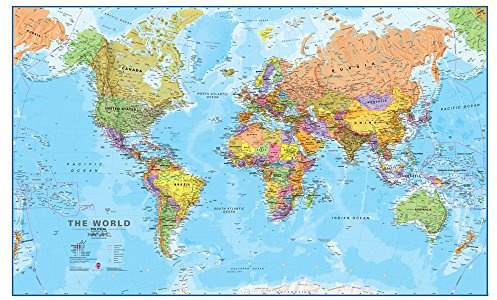 Giant World Map - Updated 2025 - Mega-Map Of The World - 201cm (w) x 116.5cm (h) - Full Lamination - Maps International