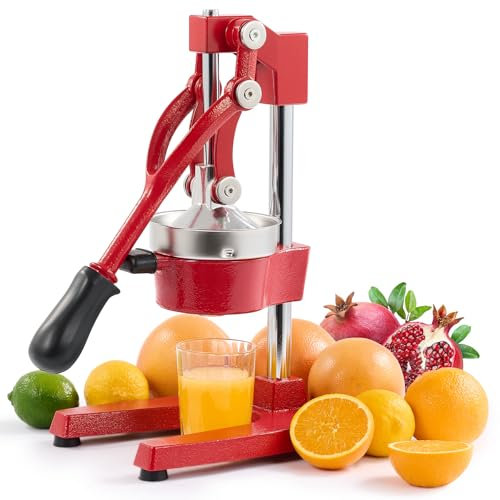 CO-Z Commercial Grade Citrus Juicer Professional Hand Press Manual Fruit Juicer Heavy Duty Orange Juicer Citrus Orange Lemon Lime Pomegranate,Red