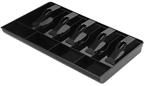 Five Grids Cash Drawer Register, 5 Bill 4 Coin Slots Insert Coin Tray Cashier Tidy Storage Safe Box(Black)