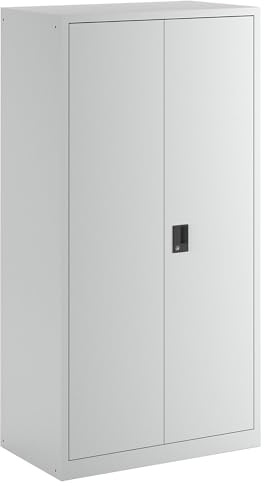 Lista Armoire à portes battantes avec 4 étagères Gris clair 1950 x 1000 x 580 mm | Corps vide avec 2 tablettes, 2 tablettes coulissantes et 3 tiroirs, gris clair