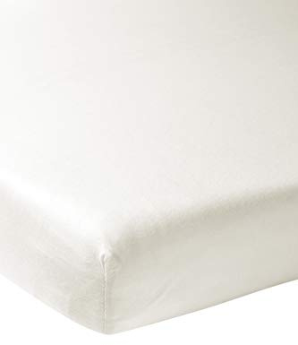 Meyco Baby Spannbettlaken für Babywiege - 40x80/90cm - Jersey Spannbetttuch - 100 % Baumwolle - Oeko Tex zertifiziert - Rundum-Gummizug, atmungsaktiv - Uni - Cremeweiß