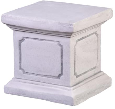 gartendekoparadies.de Kleiner quadratischer Sockel Podest, Steinsockel, H. 20 cm, Stellfläche 20 x 20 cm, 13 kg, Grau, frostsicher aus Steinguss für Außenbereich
