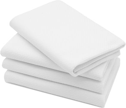 ZOLLNER 4er Set Geschirrtücher aus Baumwolle in 50x100 cm - saugstarke und strapazierfähige Handtücher - waschbar bis 95°C – in weiß - Made in Germany