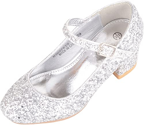 ABSOLUTE FOOTWEAR Kids Girls Heeled Sparkly Glitter Pagent Party Shoes