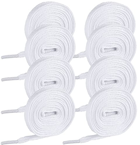 TRUEIN Flat Shoelaces 4 Pairs, 8MM Wide Flat Trainer Shoelaces, Replacement Laces for Sneakers, Hiking Shoes, Running Shoes, Sports Shoes, Laces for Kids, Men, Women Lengths 120CM