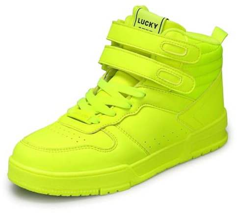 LUCKY STEP Kvinnor hög topp mode sneakers ankelstövlar, Lime, 43 EU