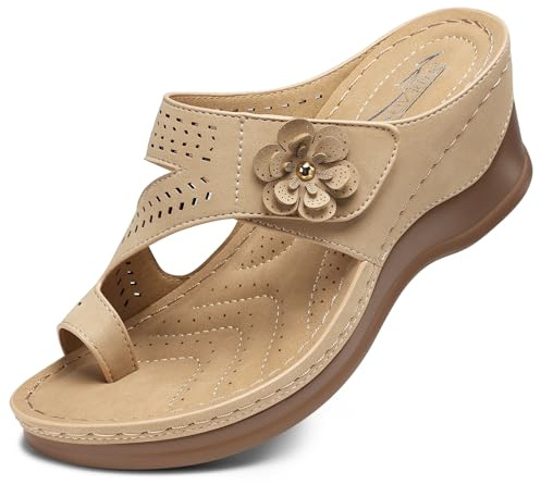 SHIBEVER Women's Wedge Sandals Comfortable: Dressy Slip-On Summer Shoes