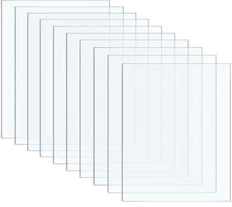 Elodyunhc 10 pièces Plaque Acrylique Transparente, 150 x 100 x 1mm, Plexiglass Plaque Transparent, Feuille de Plastique Plaque Transparent pour Remplacement du Verre du Cadre Photo, DIY, Peintures