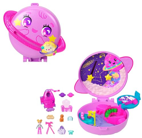 Polly Pocket Planet Polly Coffret Espace | Jouet de voyage portable, 1 micro poupée, chiot et accessoires thématiques JCB18