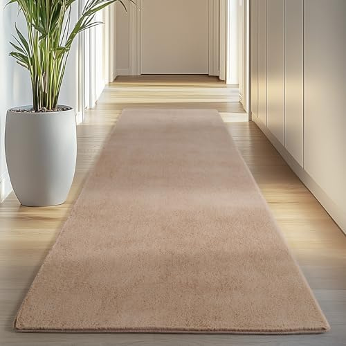 Carpettex Kurzflor Teppich- 80x250cm Rechteckig, Läufer, rutschfest & Waschbar, Weich und Modern, Einfarbiges Design für Wohnzimmer, Schlafzimmer, Küche & Kinderzimmer