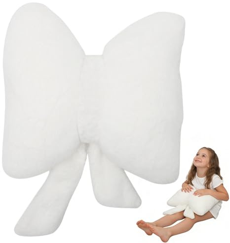 Umllpet Cuscino Decorativo Premium con Fiocco Bianco in Pelliccia Morbida, Ideale per Divano Soggiorno Camera da Letto, Accessorio Moderno Casa