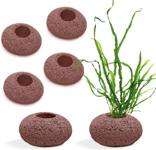 XUNSAIL Stone Plant Weights for Aquarium Natural Rock Decorative 6 Pcs Fish Tank Landscape Plant Weights