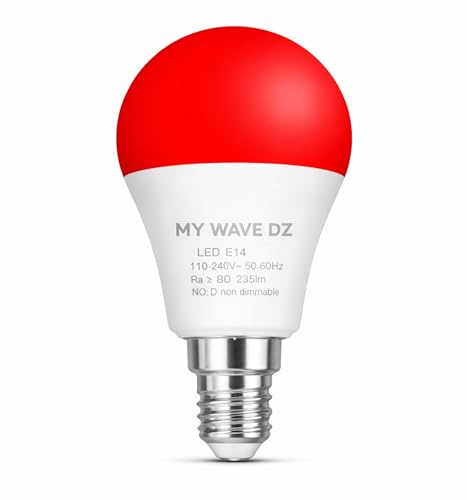 MY WAVE DZ Luz Roja Nocturna Melatonina E14 – Pack 1 | Bombillas LED Rojas para Dormir sin Luz Azul | Sin Flicker | A60 (PACK 1 / E14 / REDONDO)