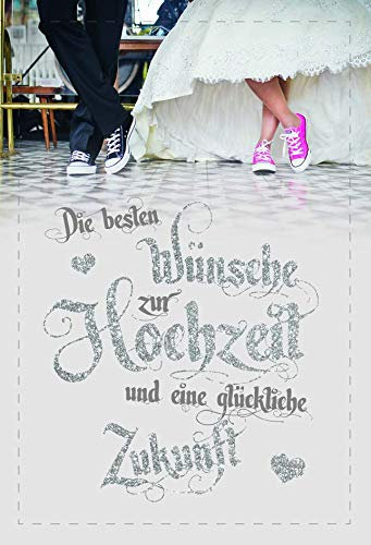 KE - Premium Hochzeitskarten Set mit Glimmer, Folie und Umschlag | DIN A6 Klappkarten ohne Innentext | Sneaker Motiv