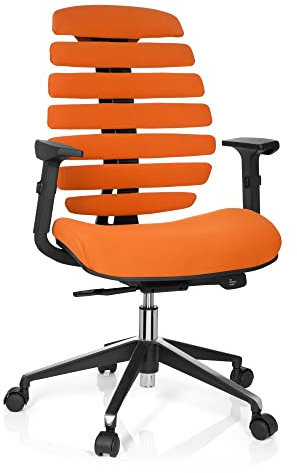 hjh OFFICE Profi Bürostuhl Ergo LINE II Stoff Orange, ergonomischer Drehstuhl, GS geprüft, TÜV Süd nach DIN EN 1335-1, 1335-2