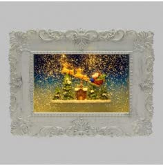 Lotti Quadro 27cm Babbo Natale Glitter LED Bianco Caldo. A Batteria GL-FRM W270-210 X