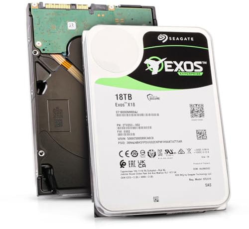 SEAGATE - SAS Business Critical EXOS X18 SAS da 18 TB da 3,5, 7.200 giri/min Helium 512E/4K, unità a stato solido