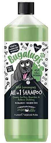 BUGALUGS All in 1 Hundeshampoo mit Omega 3 & 6, Ceramide, die Haarausfall reduzieren, Shampoo für Hunde mit Hundeparfüm, Puppy Pro Pet Shampoo Professional Groom for Pooch (1 Liter)