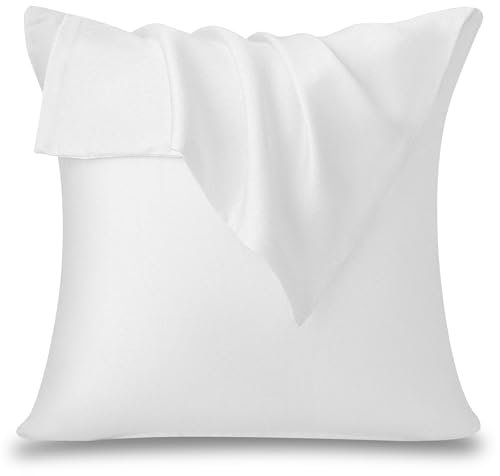 ATsense 2er Set Kissenbezug 80x80 cm - 100% Gewaschene Baumwolle, Weiß Kopfkissenbezug mit Reißverschluss, Oeko-TEX Zertifiziert Weich, Nicht Lleicht Verformbar