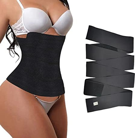 Konxi Waist Trainer Belt For Women Slimming Tummy Wrap Belt Tummy Control Waist Trainer Tape for Weight loss/Recovery after Childbirth 4m Black