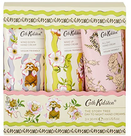 Cath Kidston Story Tree Day to Night Hand Creams | Vegan & Shea Butter Hand Creams |Bergamot & Mint | Oakmoss | Lavender & English Chamomile |Travel Hand Cream Set | Gift Set | 3x30ml