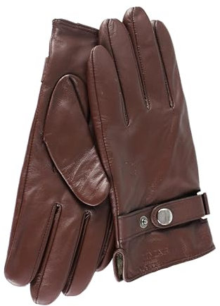 Zerimar Gants en cuir | Gants en cuir pour hommes avec broche | Gants en cuir d'agneau avec doublure en cachemire | Gants en cuir chauds | Couleur Brun | Taille 10