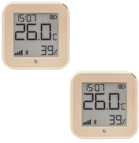 Shelly H&T Gen 3 Mocha | 2er Pack |Wi-Fi und Bluetooth Temperatur&Luftfeuchtigkeitssensor | Hausautomation | Kein Hub erforderlich | Lange Batterielebensdauer | Wandmontierbar