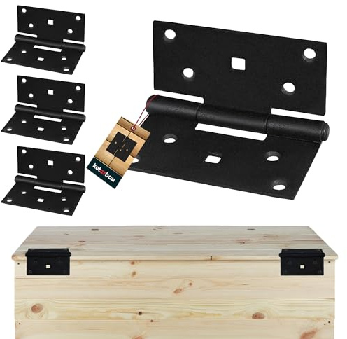 KOTARBAU® Uppsättning av 4 gångjärn, vikbara 90 x 95 mm av pulverbelagt stål, gångjärn för skåpdörrar, pianoband, dörrgångjärn, skåpdörr, gångjärn, möbelgångjärn, fönstergångjärn, lådgångjärn