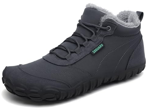 SAGUARO Botas Mujer Invierno Botines Hombre Cálido Botas para Nieve Botines Outdoor Barefoot Zapatos Invierno Zapatillas Minimalistas Gris Oscuro,EU Gr.37