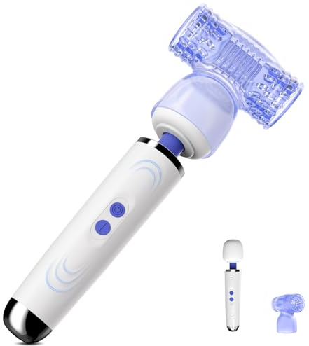 Male Vibrator Wand Massager Sex Toys for Men and Couple, Sex Wand Penis Vibrator with Male Masturbator Attachment, 9 Modes G Spot Clitoral Stimulor Adult Toys Dual Side Handjob Trainer Partner Play