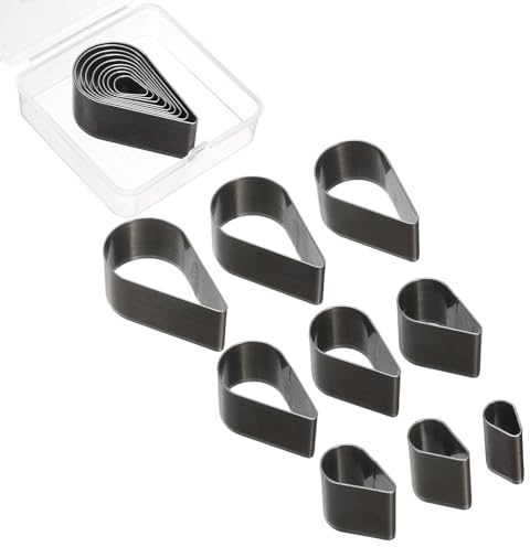 sourcing map Leather Teardrop Shape Punch Cutter Set 9 Sizes Leather Hollow Cutter Kit Durable Punch Die Kit Carbon Steel Leather Punch Tool for Canvas Strap Belt Leathercraft Working 9pcs