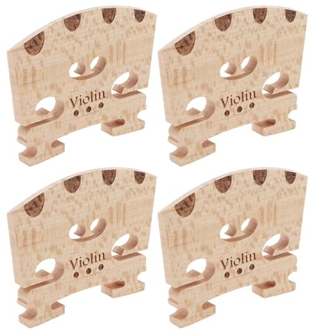 Violin Bridge 4Pcs, 4/4 Full Size Premium Solid Maple Wood Violin bridge with String Position Identification, Hard Maple Fiddle Bridge Music Instrument Replacement Fit Most 4/4 Violins