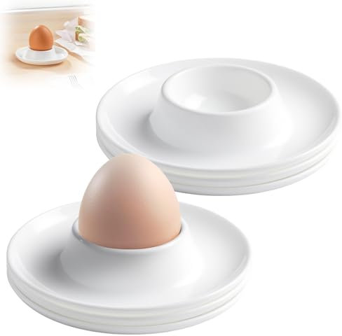 Coquetier Oeuf, 6 Coquetiers en Plastique Blanc, Empilable, Plastique de Haute Qualité, Original Coquetier Oeuf Convient pour la Cuisine et la Salle à Manger