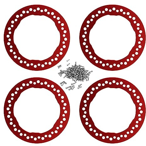 4st 1,9 tums yttre pärlringar i hjulet, aluminiumlegeringsersättningshjulets pärlringar, återanvändbara RC -tillbehör för Traxxas 1/10 RC -bil (Svart) (Röd)