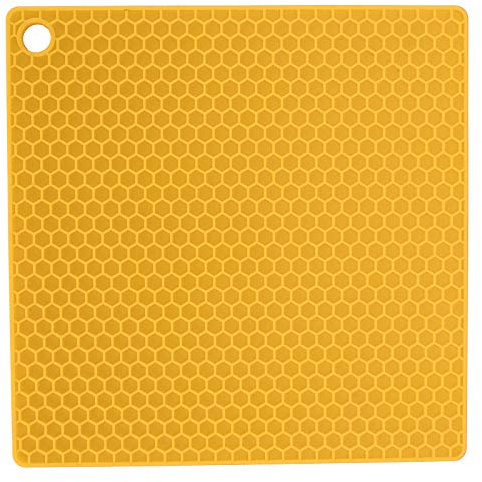 Fyearfly Tappetino isolante in silicone, per uso alimentare, anti-scottatura, tappetino ispessito per cucina, adatto al microonde, giallo