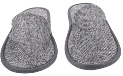 PLAFOPE Pantofole Ospiti Monouso Grigie in Cotone Lino, 1 Paio | Trama Traspirante, Fondo 5mm Antiscivolo, Uso Hotel e Salone Estetico, Taglia Unisex