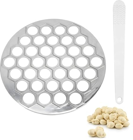 YALiya Pelmeni Maker, Manti Form, 37 stycken Ravioli degpress, inklusive fyllningssked, degfickformare, praktiska degskärare för hushåll och kök, perfekt för pasta och degfickor