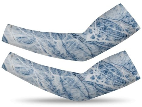 Mateju Manicotti Braccia Raffreddamento Anti-UV per Uomo e Donna, Stampa in Marmo Incrinato Copri Tatuaggi Elastici per Sport all'Aperto, Protezione Solare per Braccio per Tennis (blu,M)