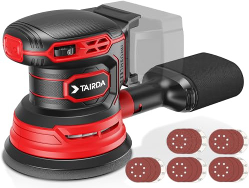 TAIRDA Cordless Random Orbital Sander Compatible for Milwaukee 18V Battery(NO Battery), Palm Orbital Sander With Dust Collector, 6 Variable Speeds, 20Pcs Sandpaper For Sanding Polishing Woodworking