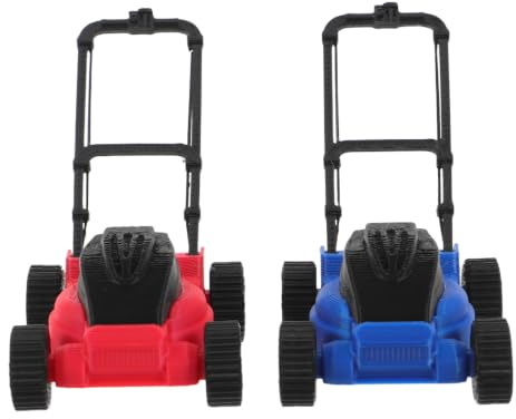 VOSAREA 2pcs Dollhouse Mini Mower Set, Realistic Plastic Lawn Mower for Kids, Mini Garden Figurines for Dollhouse Playroom and Christmas Decor
