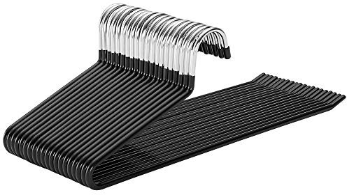 SONGMICS Trouser Slack Hangers Organizers, Set of 20, Strong Metal dia: 5 mm Chrome-plated Non-slip 38 x 13 cm, Black CRI004-20