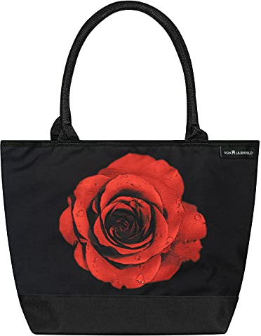 VON LILIENFELD Handtasche Rose Blume Blüte Motiv Shopper Maße cm L42 x H30 x T15 Strandtasche Henkeltasche Büro
