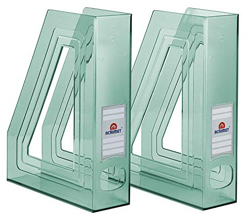 Acrimet Porte-Revues, Support Durable, Organisateur pour Dossiers pour Bureau (Plastique) (Couleur Vert Transparent) (Lot de 2)