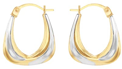 CARISSIMA Women's 9ct 2 Colour Gold Creole Earrings